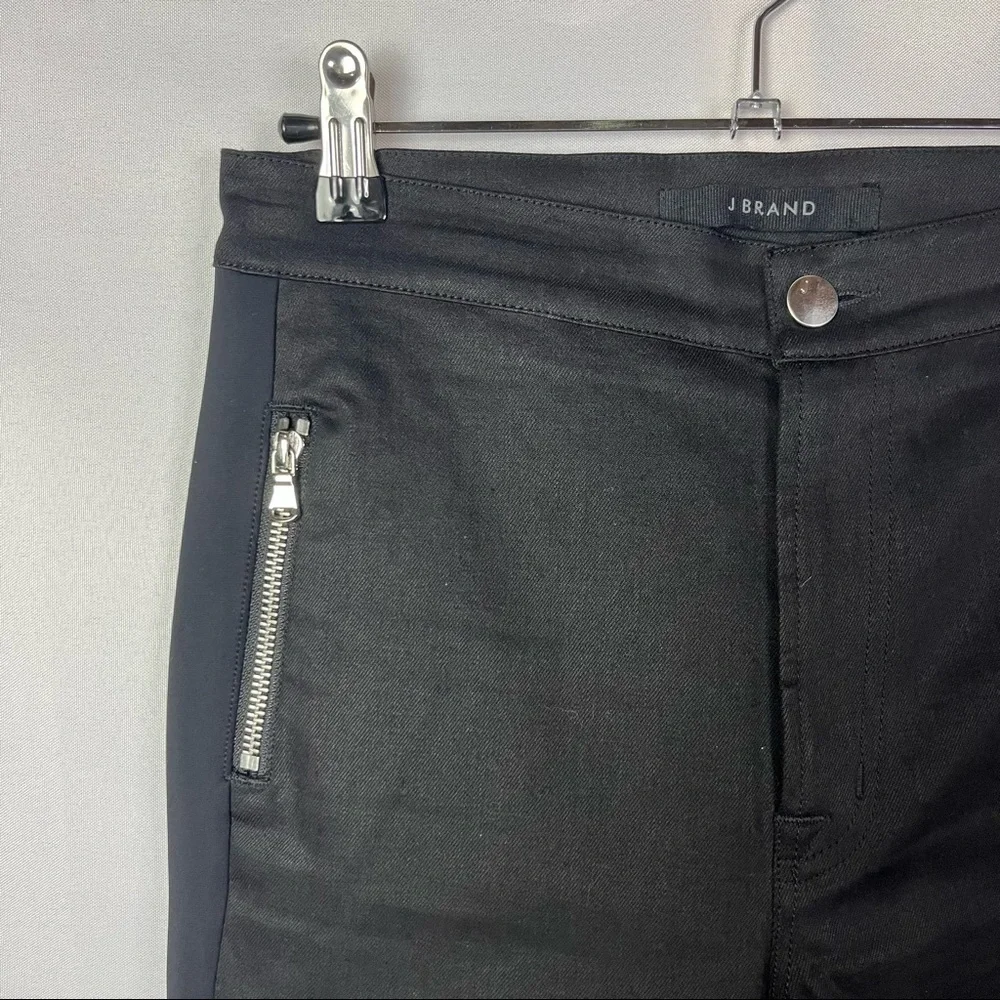 J‎ Brand Black Alana Zip Pocket Mixed Media Skinny Jeans 27
